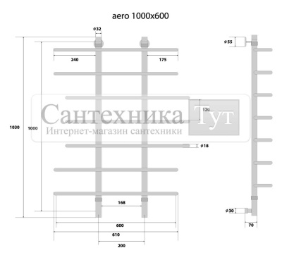 Полотенцесушитель Energy Aero 1000x600 водяной хром