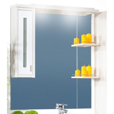 Зеркало со шкафом Бриклаер Бали 90 с подсветкой Корпус венге, фасад белый L