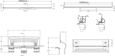 Душевой лоток Berges Wasserhaus Wall 1000 090057 с решеткой Матовый хром