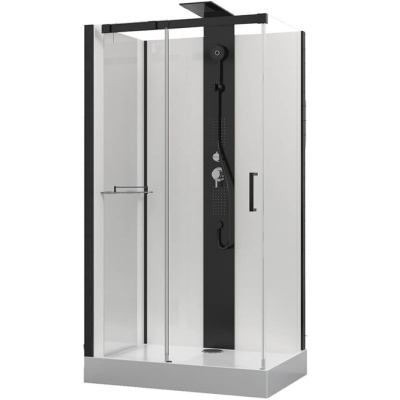 Душевая кабина Black&White Galaxy G8708 с гидромассажем профиль Черный задняя стенка Белая