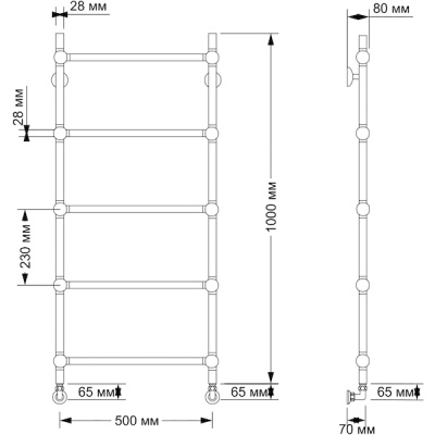 Водяной полотенцесушитель Secado Флоренция 1 50х100 Бронза