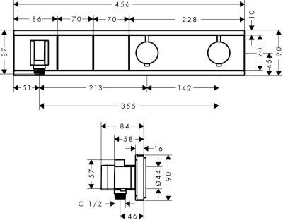 Смеситель для душа Hansgrohe RainSelect 15355600 с термостатом Хром Черный