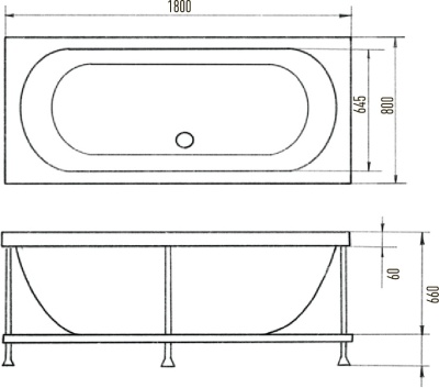 Акриловая ванна Eurolux Bath Orio 180х80 E1016075028 без гидромассажа