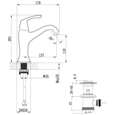 Смеситель для раковины Lemark Nubira LM6206ORB Черная бронза