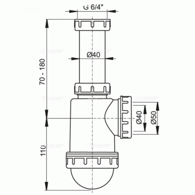 Сифон для кухонной мойки Alcaplast A443P-DN50/40 Белый Сифон для кухонной мойки Alcaplast A443P-DN50/40 Белый