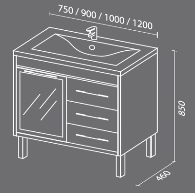 Тумба с раковиной SanVit Новелла Lux 90 в цвете Ral Желтый глянец