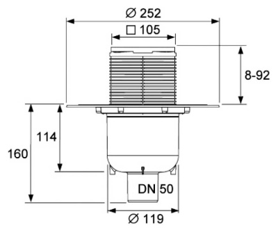 Трап для душа Tece Drainpoint S130 3601300 вертикальный с декоративной решеткой с фланцем