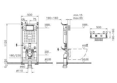 Комплект унитаза с инсталляцией Vitra Integra Round 9856B003-7205 с сиденьем Микролифт и клавишей смыва Хром глянцевый