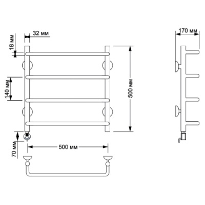 Электрический полотенцесушитель Secado Мерида 1 50х50 Бронза