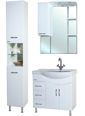 Зеркало со шкафом Bellezza Коралл 85 с подсветкой L Белое