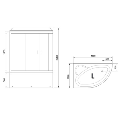 Душевая кабина Royal Bath ALP 150x100 RB150ALP-T-CH-L с гидромассажем стекло прозрачное задние стенки Белые