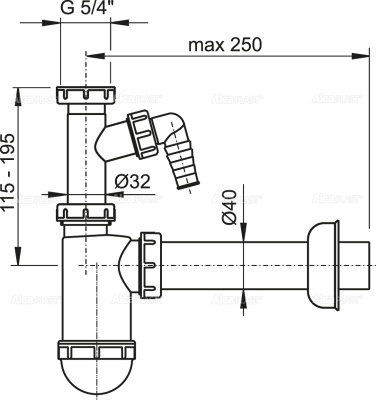 Сифон для раковины Alcaplast A43P Белый