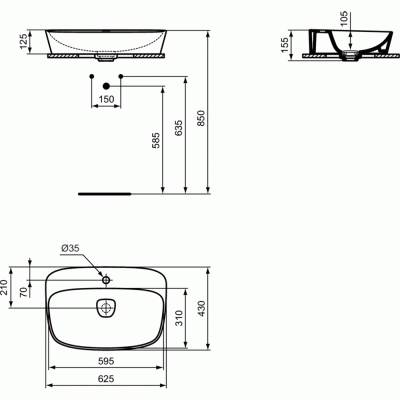 Раковина Ideal Standard Dea 63 T044501 Белая