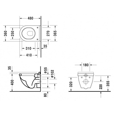 Унитаз Duravit Starck 3 2202090000 подвесной без крышки-сиденья