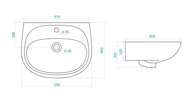 Раковина Santek Анимо 55 Подвесная