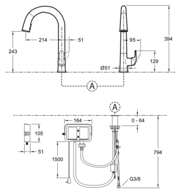 Смеситель для кухни Jacob Delafon Sensate E72218-B7-CP Хром