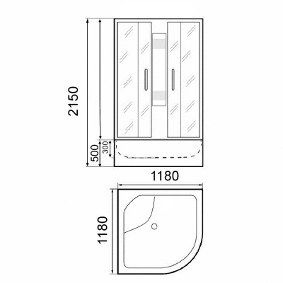Душевая кабина Parly Super SP118 118х215 профиль Полированный алюминий стекло тонированное