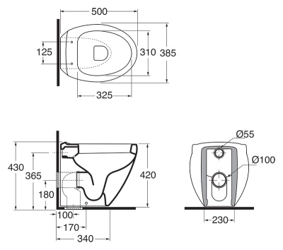 Унитаз Azzurra Clas+ Mini CLP 150/P bianco lucido