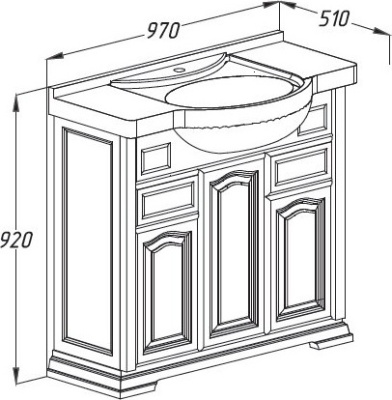Тумба под раковину Opadiris Риспекто 105 00000001047 Беленый бук ручки Бронза