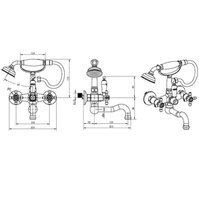 Смеситель для ванны Boheme Crystal 273-CRST Хром