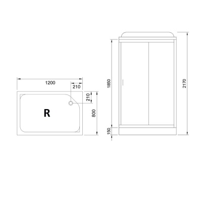 Душевая кабина Royal Bath HP 120х80 RB8120HP7-BT-CH-R с гидромассажем стекло прозрачное задняя стенка Черная