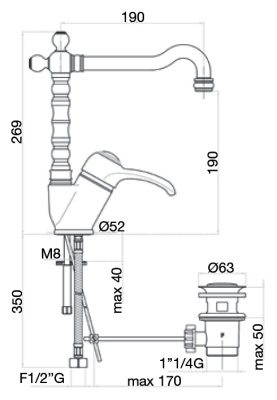 Смеситель для раковины Webert Aurora AU831702 Хром
