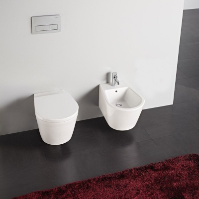Унитаз Sanitana Glam S10069418100000+S80006761800000 подвесной с сиденьем Микролифт