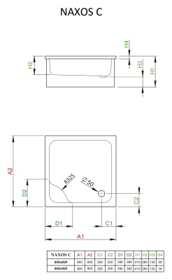 Акриловый поддон для душа Radaway Naxos C 90x90x41 белый