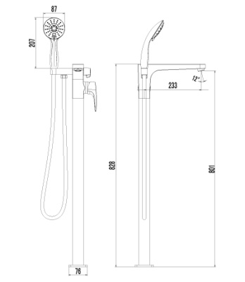 Смеситель Lemark Shift LM4344C напольный