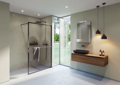 Душевая перегородка Riho Lucid GD400 100 GD410B000 профиль Черный стекло прозрачное