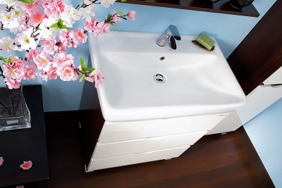 Тумба под раковину Бриклаер Токио 80 венге/белый глянец