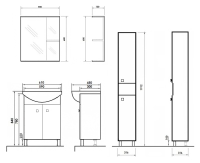 Тумба с раковиной Orange Рио 60 Белая