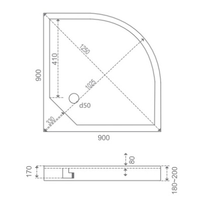 Акриловый поддон для душа Bas Басфор 90x90 Белый
