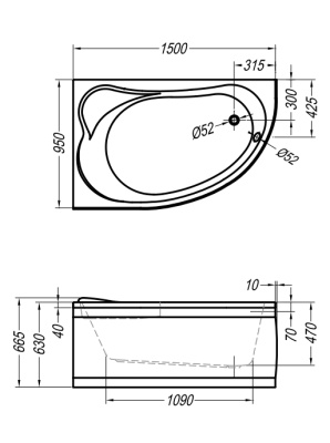 Акриловая ванна Kolpa San Voice 150x95 R Basis