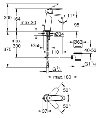 Смеситель для раковины Grohe Eurodisc Cosmopolitan 23049002 Хром