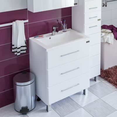 Тумба с раковиной СанТа Омега 65 3 ящика Белая