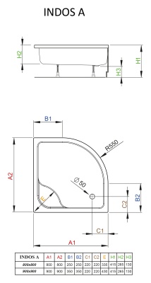 Акриловый поддон для душа Radaway Indos A 90x90x42 белый