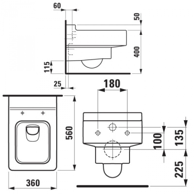 Унитаз Laufen Living 8.2043.5 подвесной без сиденья