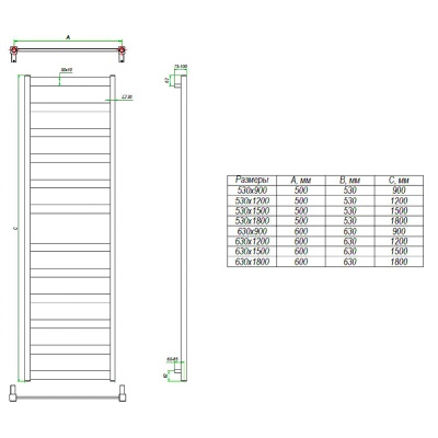 Водяной полотенцесушитель Grota Brezza 53х180 Хром