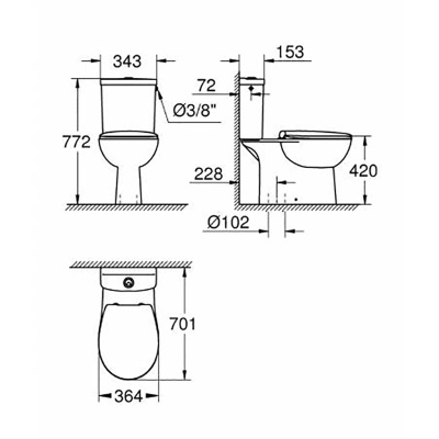 Унитаз компакт Grohe Bau Ceramic 39346000 с бачком и сиденьем Микролифт