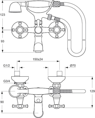 Смеситель для ванны Ideal Standard Reflection B9657AA Хром