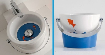 Раковина Scarabeo Bucket 30 8802/R Белая Синяя