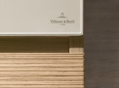 Шкаф пенал Villeroy&Boch Memento 40 подвесной L Дуб светлый стекло Кремовое