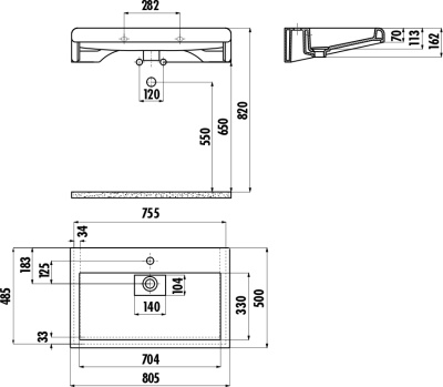 Раковина Creavit Epic 81 EP080-00BM00E-0000 Базальт
