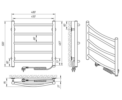 Электрический полотенцесушитель Laris Микс П5 50х45 R 73207225 Хром