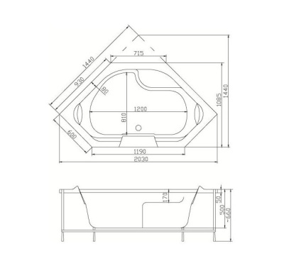Акриловая ванна Victory Spa Aruba Без системы управления