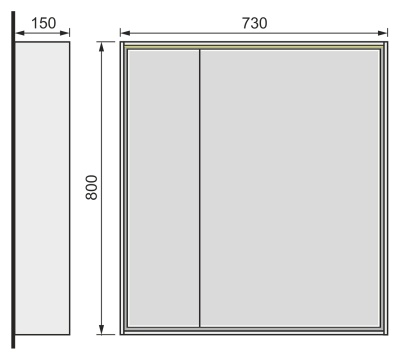 Зеркальный шкаф Raval Frame 75 с подсветкой Белый