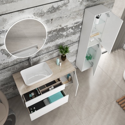 Тумба под раковину Diborg Elise 120 77.7249 подвесная Белый глянец