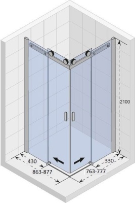 Душевой уголок Riho Baltic B207 90х80 GE1001700 профиль Хром стекло прозрачное