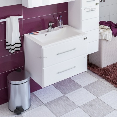 Тумба с раковиной СанТа Омега 65 2 ящика подвесная Белая